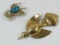 Signed Pegasus Coro Bird & Bee Brooches