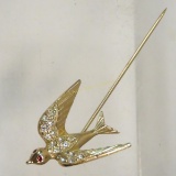 Vintage gold filled swallow bird stick pin
