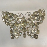 Vintage foil back rhinestone butterfly brooch