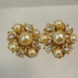 Signed pearl & rhinestone Park Lane earrings