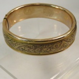Vintage L.M. & Co gold filled floral etched bangle