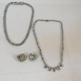 2 signed Kramer necklaces & clip earrings