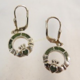 Sterling Salvarro Claddagh pierced earrings 3.8gtw