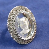 Signed Whiting & Davis glass intaglio cameo ring