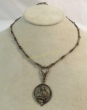 Antique Owl pendant on silver chain