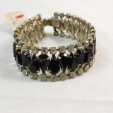 Vintage black and clear Rhinestone bracelet
