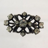 Rhinestone and Japanned Brooch with shoe clips