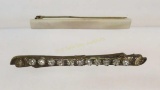 Antique mother of pearl and Rhinestone bar pins