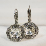 Vintage pierced Rhinestone Earrings marked LC