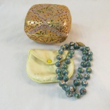 Cloissone style box and bead necklace