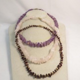 Quartz, Amethyst, and Garnet necklaces