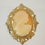 Unmarked Gold Filled Shell Cameo Brooch
