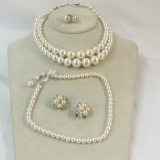 White Faux Pearl Jewelry Grouping