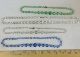 4 Antique faceted glass bead necklaces