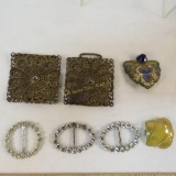 4 Vintage belt buckles and 2 half buckles