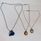 3 Antique necklaces with pendants