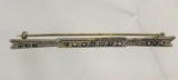Antique Sterling Bar Pin with Rhinestones 5.9g