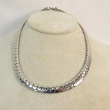 Signed Napier silver tone choker necklace