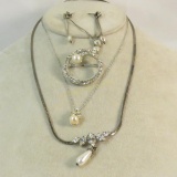 Rhinestone, Faux Pearl, & Silver Tone jewelry