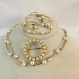 Gold tone and Faux pearl jewelry