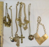 7 Vintage gold tone statement necklaces