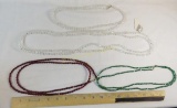 4 Opera length bead necklaces - 1 marked