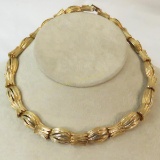 Vintage signed Boucher brushed gold tone necklace