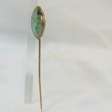 Antique AJM 10k gold stick pin with turquoise