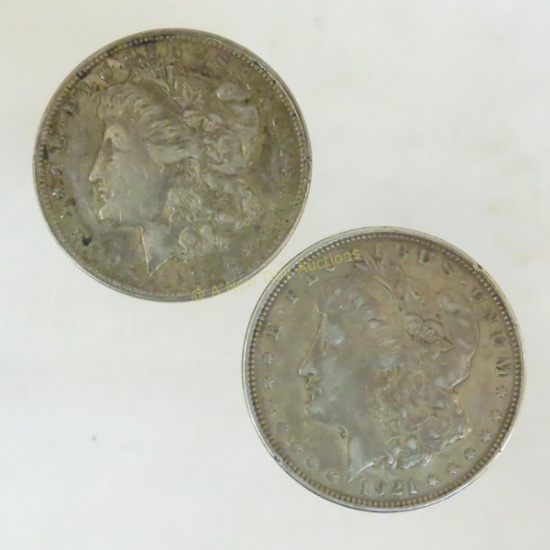 2 1921 Morgan Silver Dollars