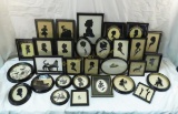 Large collection of vintage framed silhouettes
