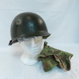 WWII U.S. Helmet With Canvas Camouflage Cover