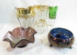 Vintage Glassware, Pitcher & 6 Glasses, Two Bowls