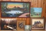 6 original paintings- 3 framed