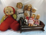 Vintage Dolls & doll cradle