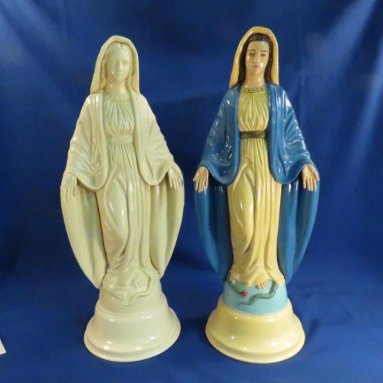 2 Large Vintage Hartland Virgin Mary statues