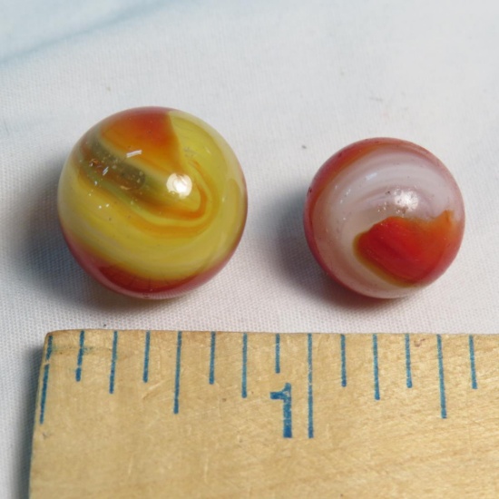 2 Vintage Akro Agate Popeye marbles