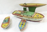 4 Vintage J Chein tin boats