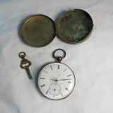 Antique key wind pocket watch w/paired case & key