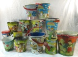 Collection of Vintage tin buckets, most J Chein