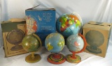 6 Vintage J Chein tin Globes, 3 with original