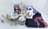 MN Twins Collectibles mugs, shirt, visors, glasses