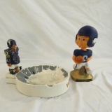 Vintage MN Vikings ashtray, & rubber bobblehead