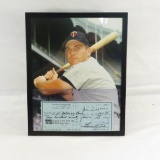 Harmon Killebrew photo framed with canceled check