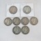 8 Silver Barber Half Dollars 1907 - 1915