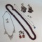 Garnet bead, sterling & other jewelry