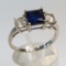 10K plumb white gold ring with blue & white sapphires