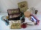 Tablecloth, purses, & vanity items