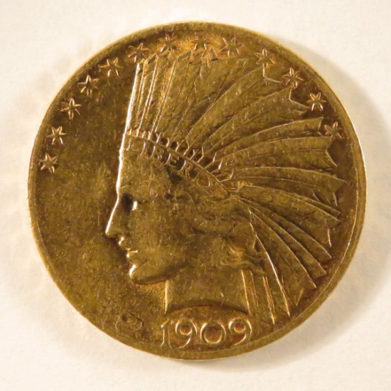 1909 $10 Gold Indian Head Eagle XF