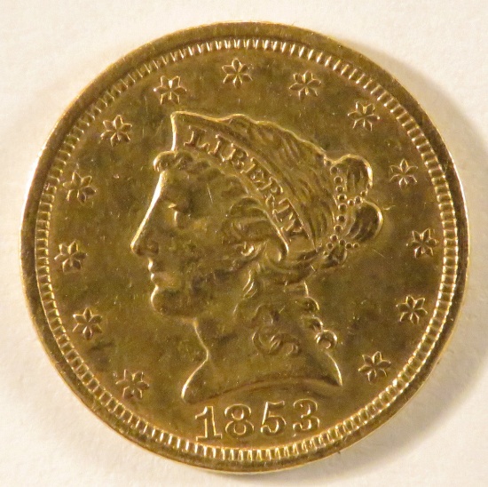 1853 $2 1/2 Gold Liberty Head Quarter Eagle