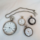Elgin, Hampden & 2 unmarked pocket watches